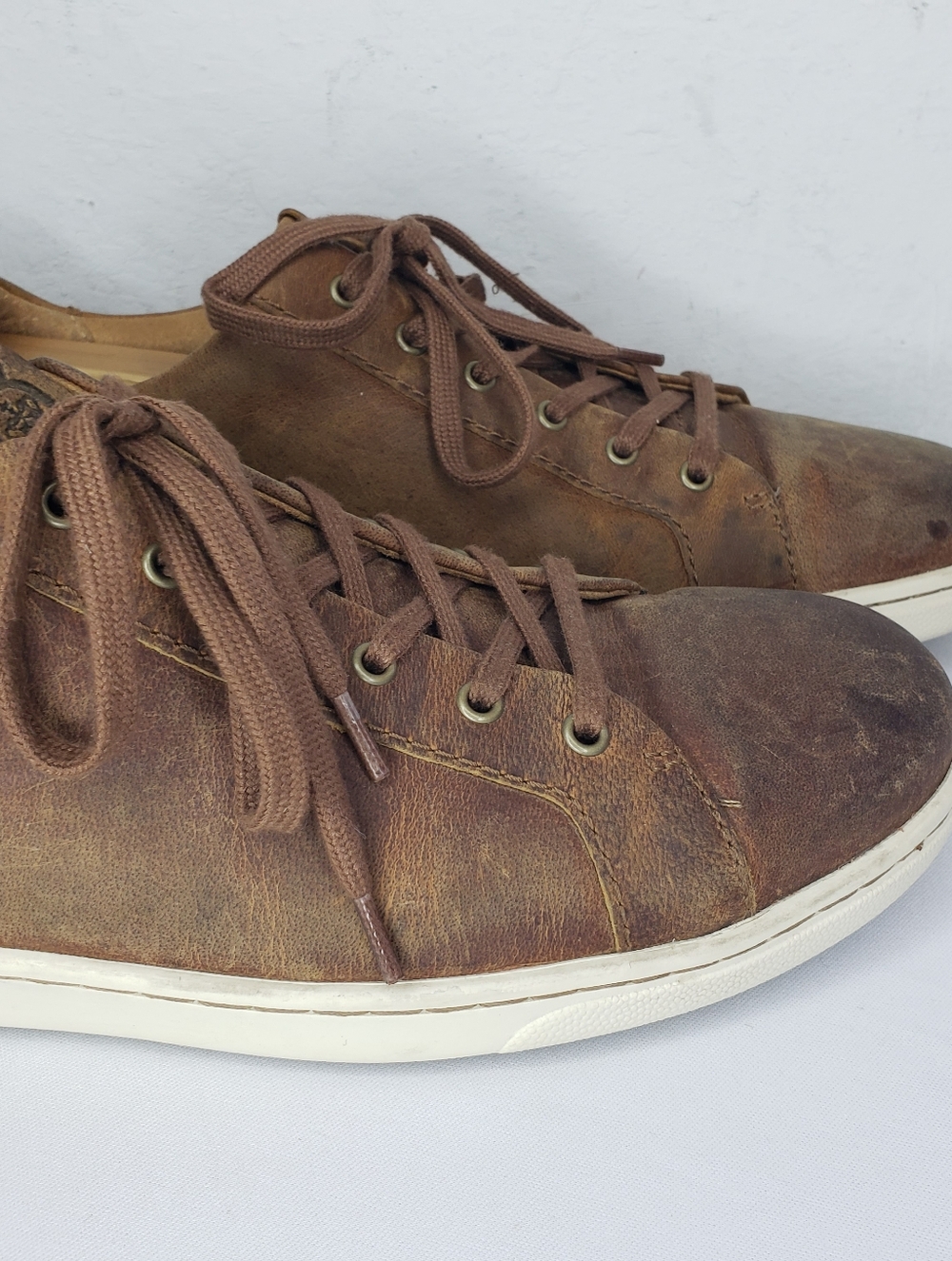 Born Brown Leather Low-Top Comfort Sneakers Casual - Picture 3 of 13